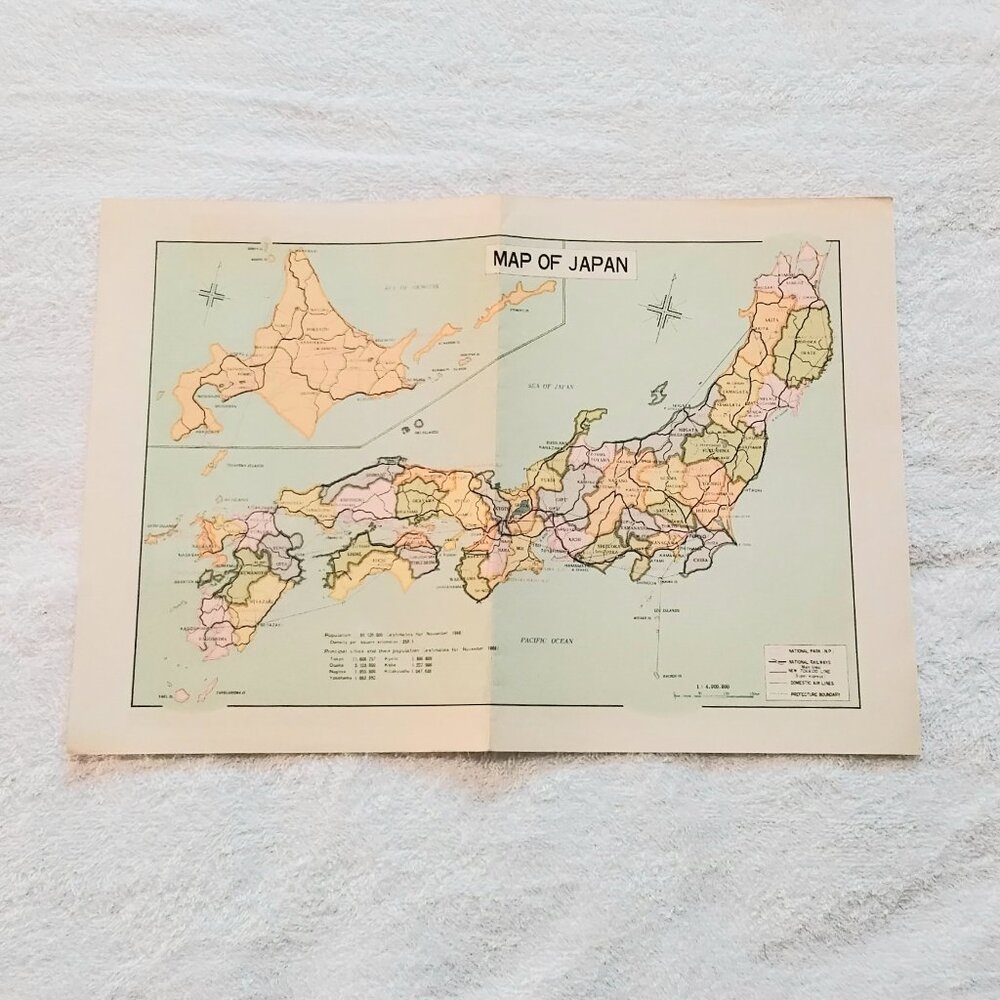 Vintage Map of Japan Issued in 1967 by Japan's Ministry of Foreign Affairs!!